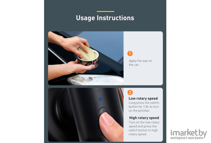 Полировальная машинка для авто Baseus CRDLQ-B01 New Power, аккумуляторная, электрическая, беспроводная, 4000mAh, Black
