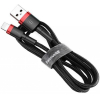 Кабель Baseus CALKLF-A19 Cafule Cable USB For iP 2.4A 0.5m Red+Black