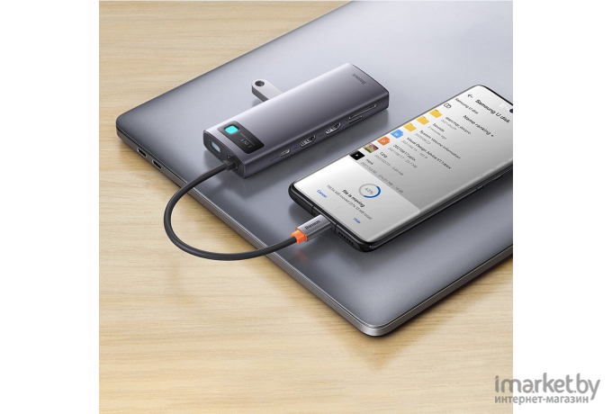 Док-станция Baseus Metal Gleam Series 8-in-1 Multifunctional Type-C HUB Docking Station Gray (WKWG050113)