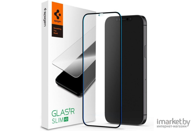 Защитное стекло Spigen Glass FC Iphone 12 Pro Max Black (AGL01468)