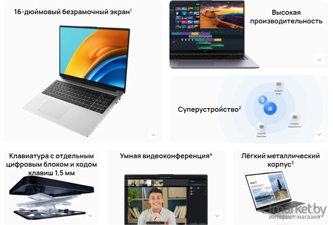 Ноутбук Huawei MateBook D16 I7+16+512 (RLEF-X) Space Gray