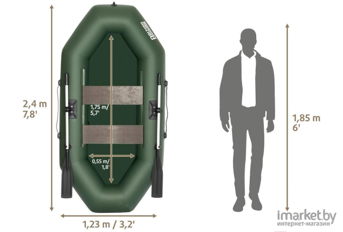 Надувная лодка Тонар Бриз 240 зеленый (4897005)