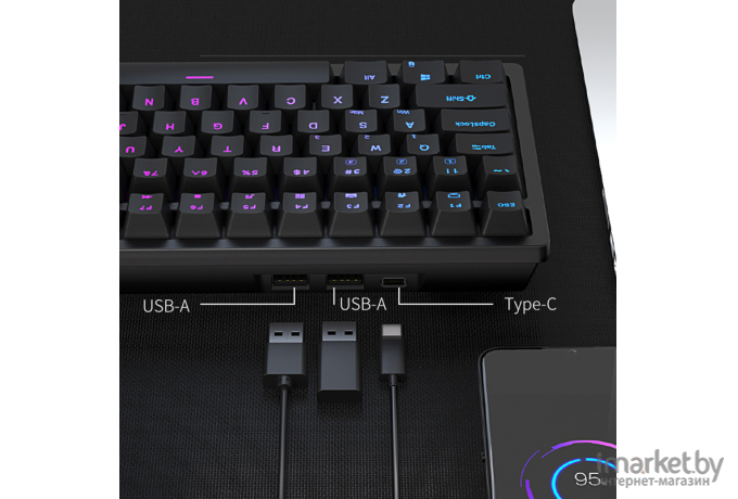 Беспроводная клавиатура Royal Kludge RK98 Black (USB/2.4 GHz/Bluetoth, RGB, Hot Swap, Brown switch)