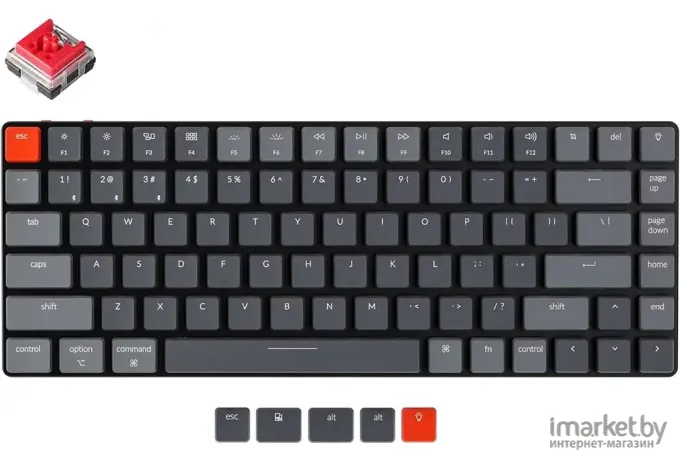 Беспроводная клавиатура Keychron K3 Grey (RGB, Gateron G Pro Red Switch)