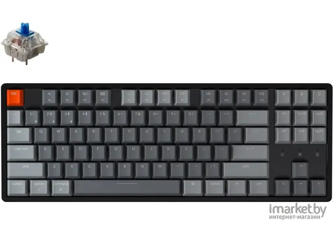 Беспроводная клавиатура Keychron K8 Grey (RGB, Hot-Swap, Alum Frame, Gateron G pro Blue Switch)