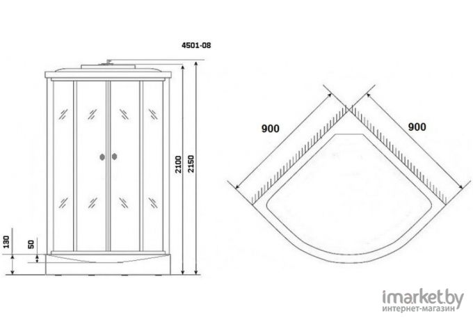 Душевая кабина Niagara Eco NG-4501-14 90х90х215 (45011453)