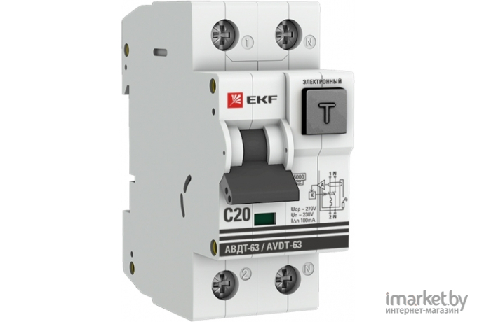 Дифференциальный автомат EKF PROxima АВДТ-63 16А/30мА 6кА (DA63-16-30e)