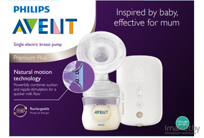 Молокоотсос электронный Philips AVENT Premium Plus Natural Motion белый (SCF392/11)