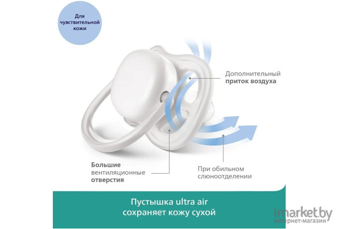 Пустышка силиконовая Philips AVENT Ultra Air декор, 18 мес., 2 шт., для девочки (SCF349/12)