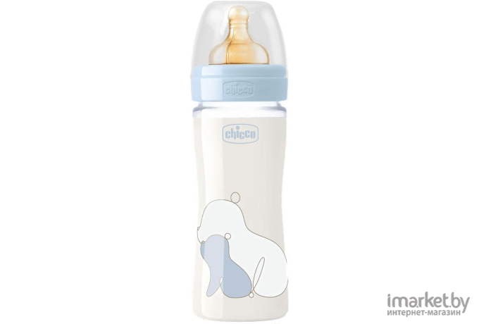 Бутылочка CHICCO Nursery Original Touch Glass Boy, 0 мес.+, 240 мл стеклянная с латексной соской (00027720200000)