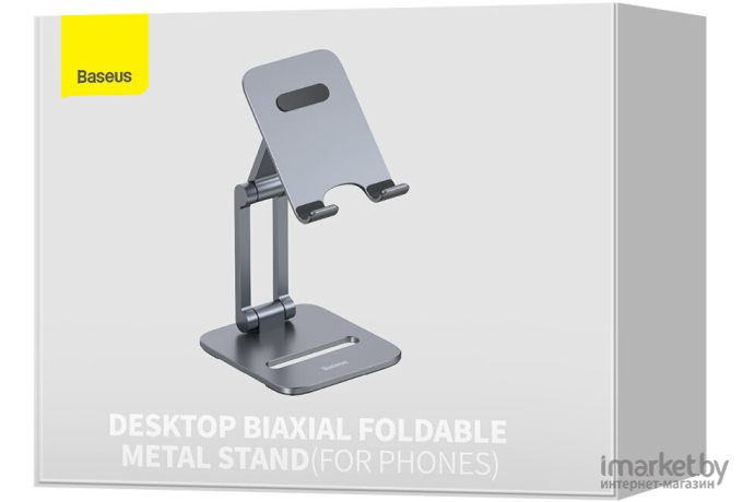 Подставка для смартфона Baseus Desktop Biaxial Foldable Metal Stand Grey (LUSZ000013)