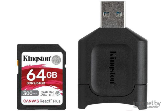 Карта памяти Kingston Canvas React Plus 64Gb (SDR2/64GB)