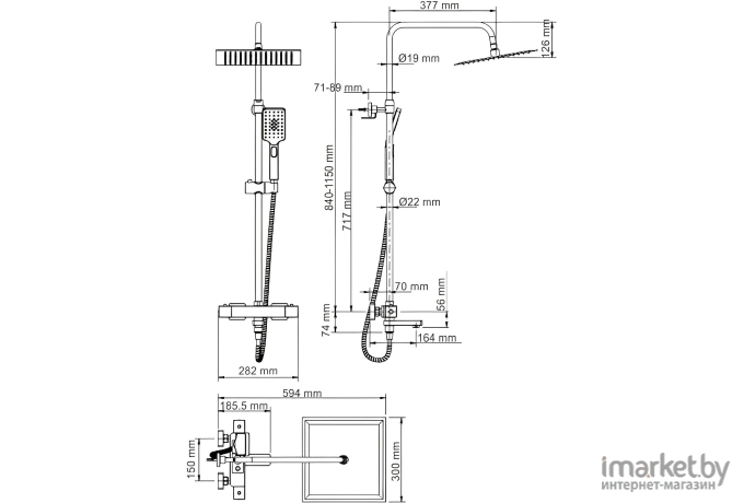 Душевой гарнитур Wasserkraft A29901 Thermo