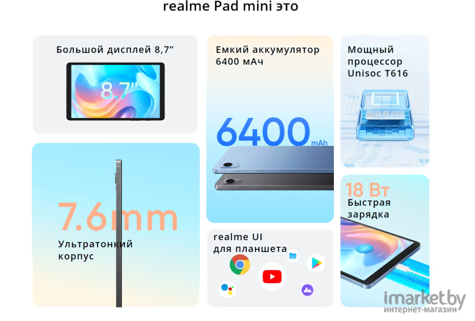 Планшет Realme Pad Mini 3GB/32GB Wi-Fi Blue (RMP2106)