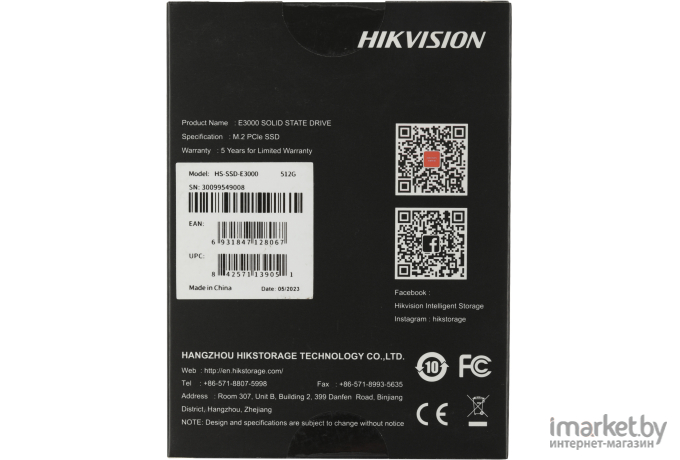 SSD-накопитель Hikvision 512 GB M.2 (HS-SSD-E3000/512G)