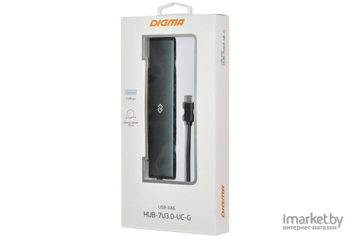 USB-хаб Digma HUB-7U3.0С-UC-G серый