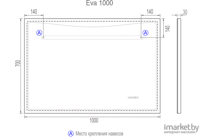 Зеркало Vigo Eva Media L 1000