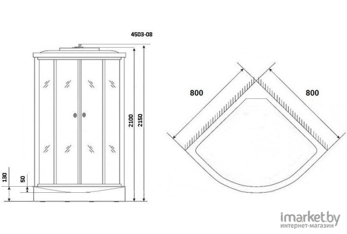 Душевая кабина Niagara Eco NG-4503-14 80х80х215