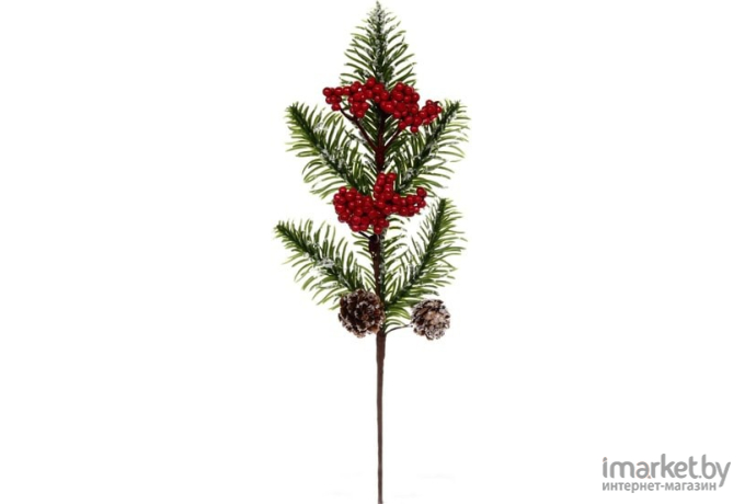 Рождественская ветка Серпантин Волшебница 31 см зеленый/красный (201-0989)