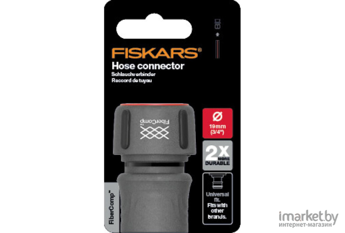 Коннектор для шланга Fiskars FiberComp черный/красный (1054787)