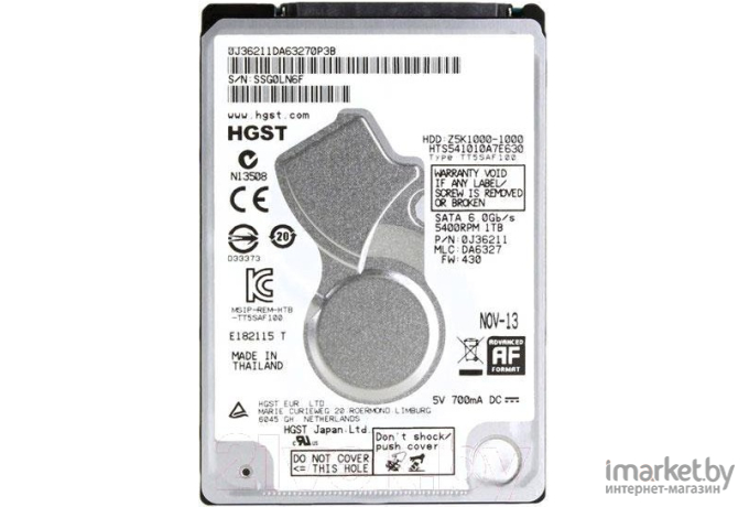 Жесткий диск Hitachi Travelstar Z5K1000 1Tb OEM (HTS541010A7E630)