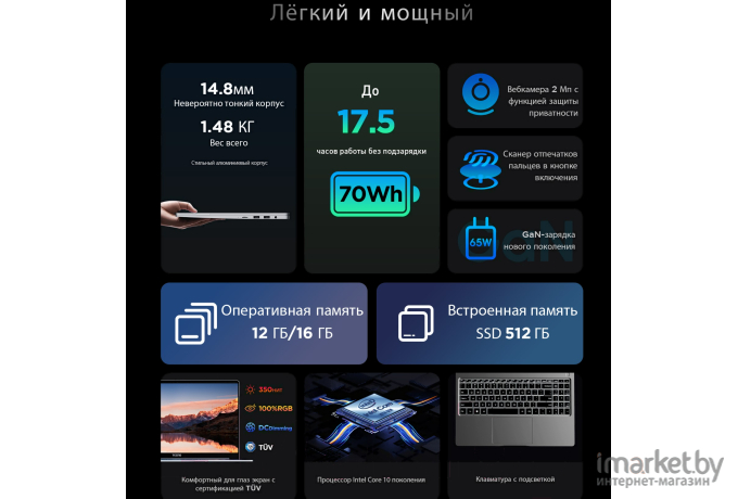 Ноутбук Tecno Megabook T1 16GB/512GB синий (4895180791666)