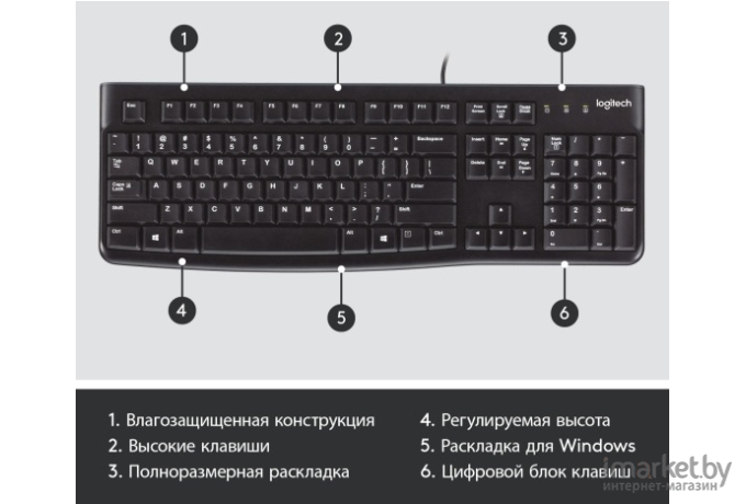 Клавиатура Logitech Keyboard K120 черный (920-002506)