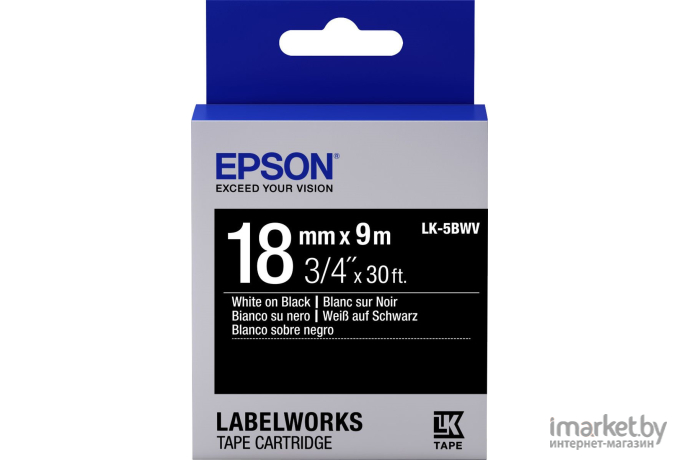 Картридж ленточный Epson LK5BWV Vivid White/Black 18/9 (C53S655014)