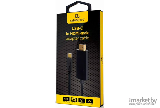 Переходник USB C Gembird Type-C to HDMI 4K 60Hz 2м Black (A-CM-HDMIM-02)