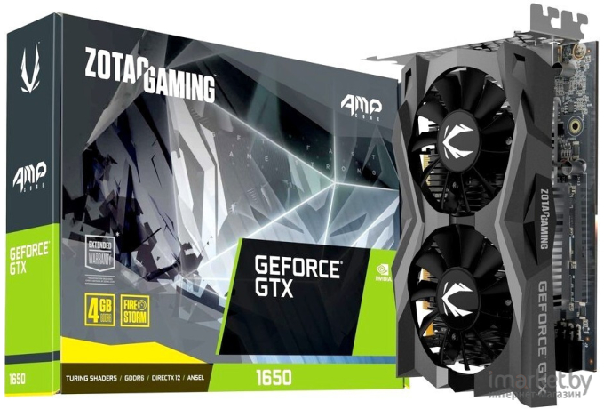 Видеокарта ZOTAC Gaming GeForce GTX 1650 AMP Core 4GB GDDR6 (ZT-T16520J-10L)