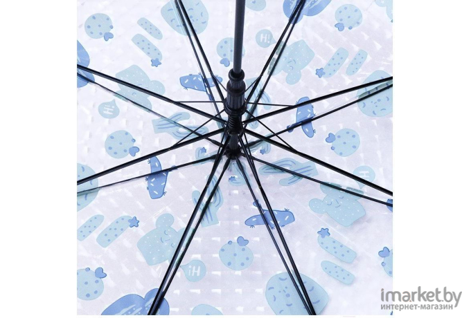 Зонт-трость МихиМихи Кактусы с 3D эффектом синий (MM10397)