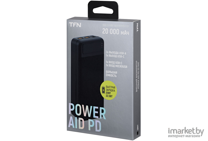 Портативное зарядное устройство (power bank) TFN 20000мАч PowerAid 20 черный (TFN-PB-289-BK)