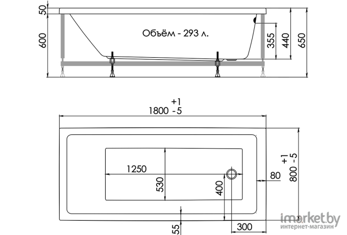 Ванна Triton Палермо 180х80 (00001297)