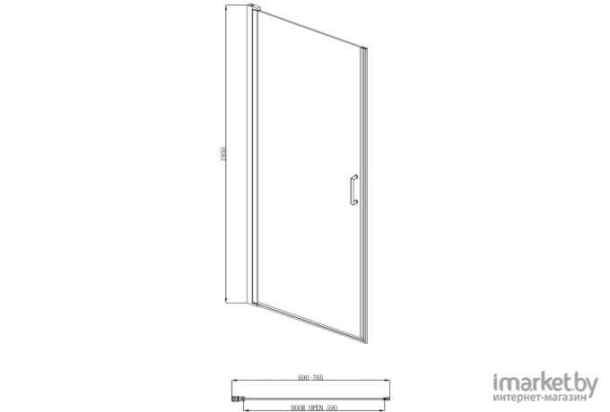 Душевая дверь Adema НАП-70 прозрачное стекло 70x195 (УТ-00001156)