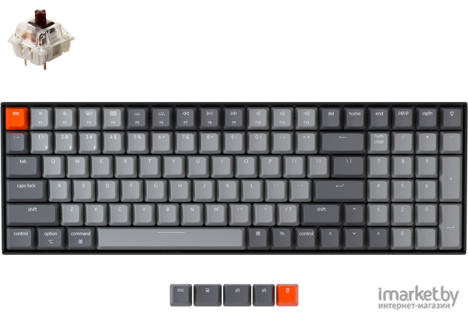 Беспроводная клавиатура Keychron K4 Black (White Led, Gateron G pro Brown Switch)