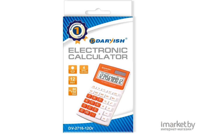Калькулятор настольный Darvish бело/оранжевый DV-2716-12Or