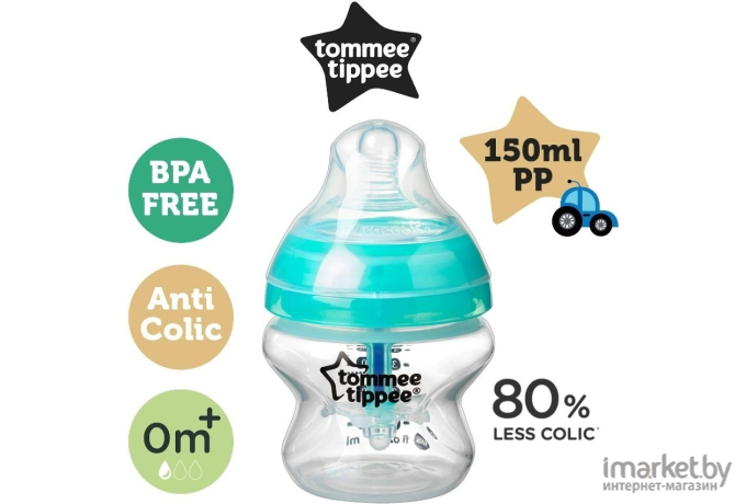 Бутылочка антиколиковая Tommee Tippee с индикатором температуры 150мл 422405