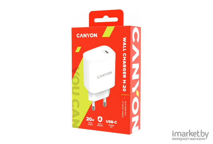 Зарядное устройство сетевое Canyon CNE-CHA20W02 белый