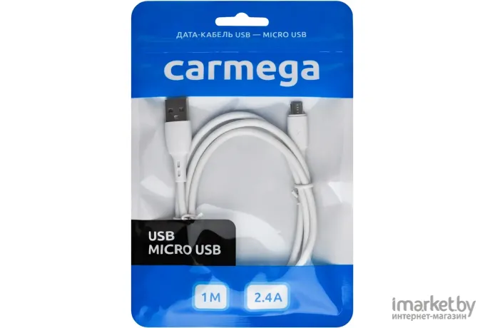 Кабель Carmega microUSB 1.0m White (CAR-C-MIC1M-WH)