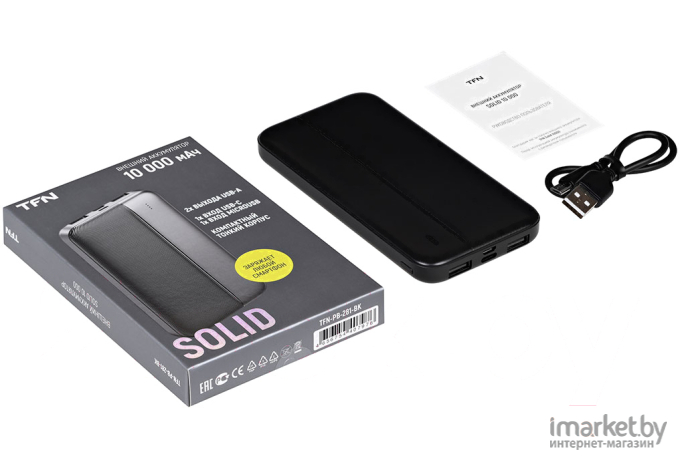 Портативное зарядное устройство (power bank) TFN Solid 10 10000mAh (TFN-PB-281-BK)