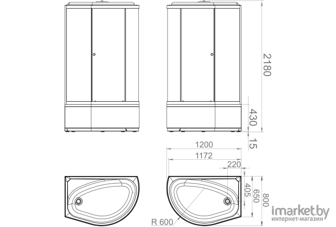 Душевая кабина Domani-Spa Simple 128 high L V1.2 прозрачное стекло белый (DS01Sm128LHWCl00-V1.2)