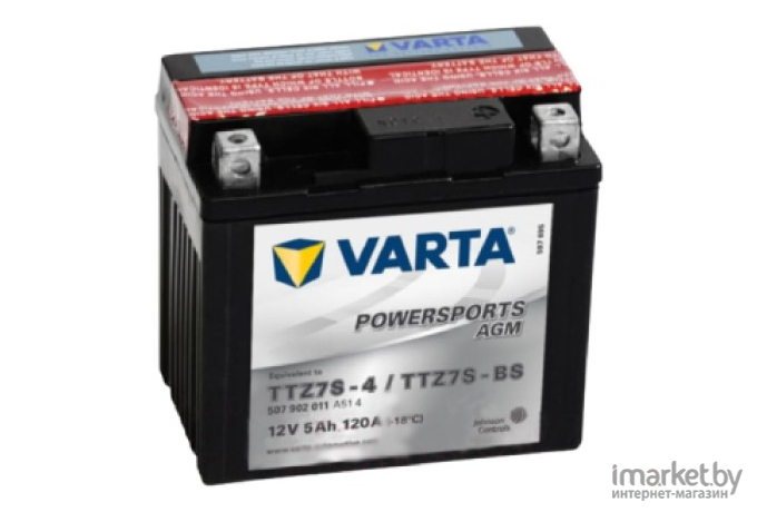 Мотоаккумулятор Varta Powersports AGM TZ7S-BS 5 А/ч (505902012)