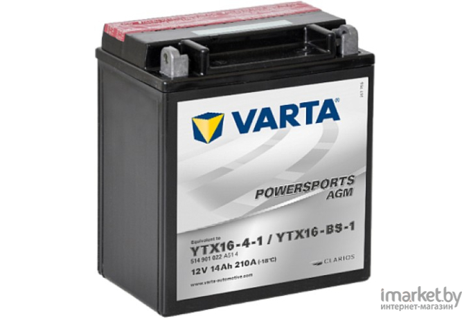 Мотоаккумулятор Varta Powersports AGM TX16-BS 14 А/ч (514902021)
