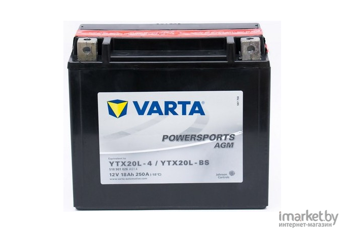 Мотоаккумулятор Varta Powersports AGM TX20L-BS 18 А/ч (518901025/518901026)
