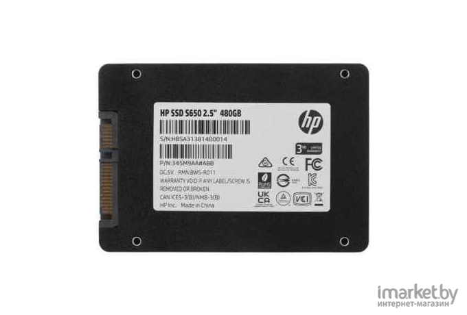 Жесткий диск (накопитель) HP SSD 2.5 480Gb S650 Series (345M9AA#ABB)