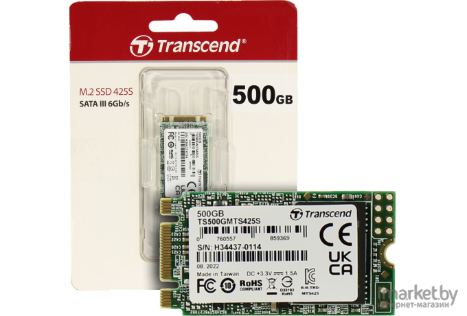 Жесткий диск (накопитель) SSD Transcend M.2 500Gb MTS425 (TS500GMTS425S)