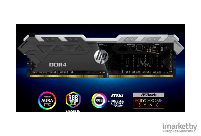 Оперативная память HP DDR4 DIMM 32Gb PC25600 3200Mh 16-18-18-38 V8 RGB с радиатором (8MG03AA#ABB)