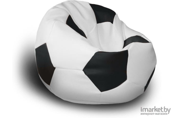 Бескаркасное кресло LoftyHome Мяч экокожа белый+черный