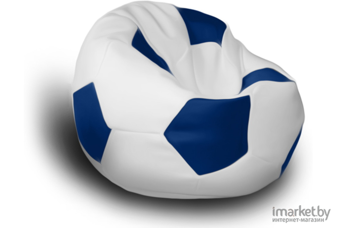 Бескаркасное кресло LoftyHome Мяч экокожа белый/синий