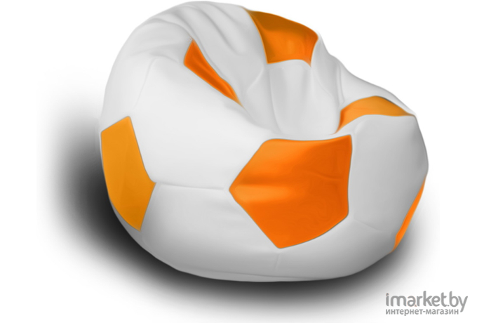 Бескаркасное кресло LoftyHome Мяч экокожа белый/оранжевый